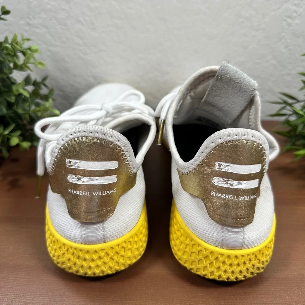 Adidas Mens Pharrell Williams Tennis Hu White Yellow BY2674 Sneakers Size 9.5